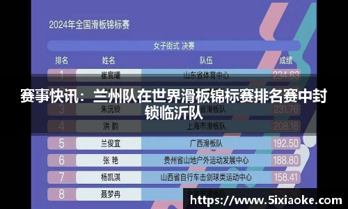 赛事快讯：兰州队在世界滑板锦标赛排名赛中封锁临沂队